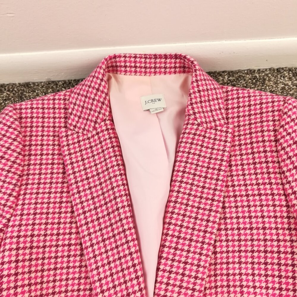 J. Crew Pink Houndstooth Skirt Suit Set - Picture 3 of 16